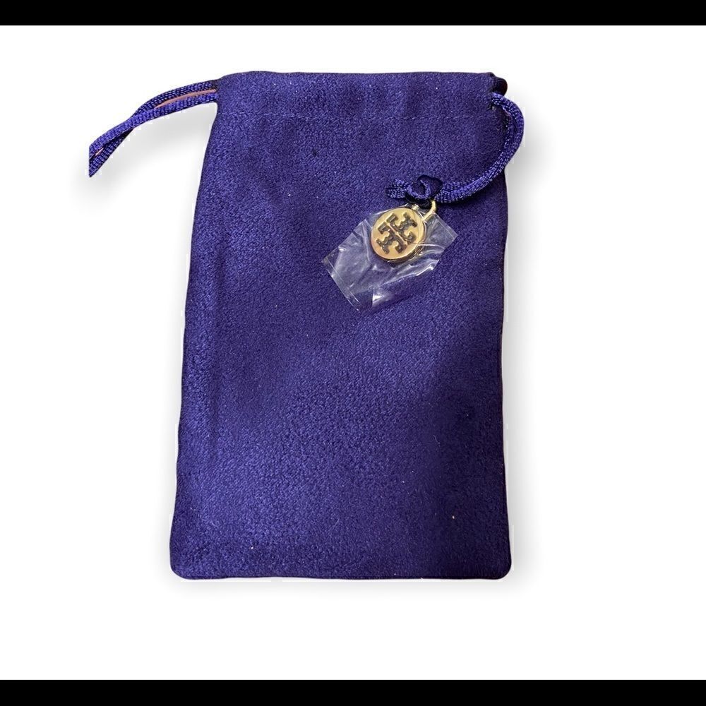 Tory Burch velvet like purple jewelry bag signature gold tone hangtag
